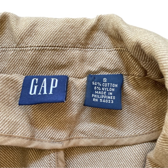 GAP fitted cotton blend jacket In beige / tan, long sleeve tailored, size: S - Picture 6 of 7